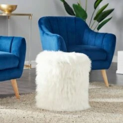 Olivia & May Storage Stool Faux Fur White - Olivia & May -Gardening Official Shop unnamed file 1604