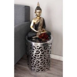 Olivia & May Contemporary Aluminium Stool Silver - Olivia & May