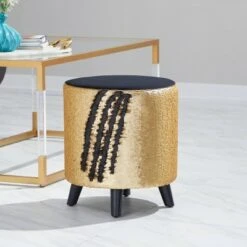 Stool, Cylinder Polyester Sequin Silver - Olivia & May 13 Stool, Cylinder Polyester Sequin Silver - Olivia & May -Gardening Official Shop unnamed file 1625
