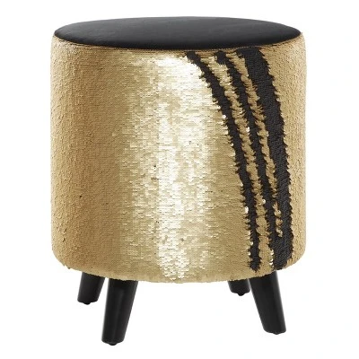 Stool, Cylinder Polyester Sequin Silver - Olivia & May 9 Stool, Cylinder Polyester Sequin Silver - Olivia & May - Image 9