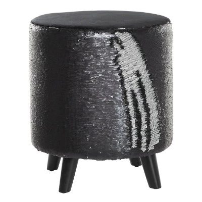 Stool, Cylinder Polyester Sequin Silver - Olivia & May 10 Stool, Cylinder Polyester Sequin Silver - Olivia & May - Image 10