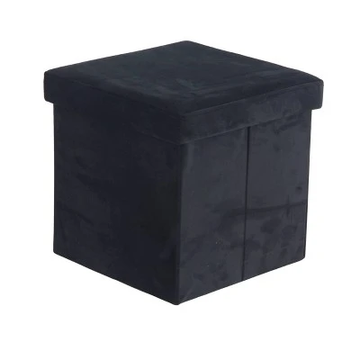 Olivia & May Storage Stool, Foldable Black Polyester Black - Olivia & May 3 Olivia & May Storage Stool, Foldable Black Polyester Black - Olivia & May - Image 3