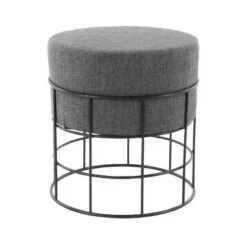 Olivia & May Metal Fabric Patio Garden Stool - Olivia & May