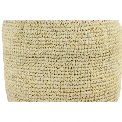 Olivia & May Accent Stool, Round Teak and Fabric White Finish - Olivia & May 3 Olivia & May Accent Stool, Round Teak and Fabric White Finish - Olivia & May - Image 3