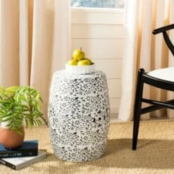 Flower & Vine Garden Stool - White - Safavieh