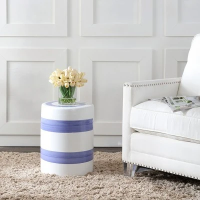 Hael Garden Stool - Blue/White - Safavieh 1 Hael Garden Stool - Blue/White - Safavieh
