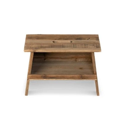 Park Hill Collection Wooden Rectangular Garden Stool 2 Park Hill Collection Wooden Rectangular Garden Stool - Image 2