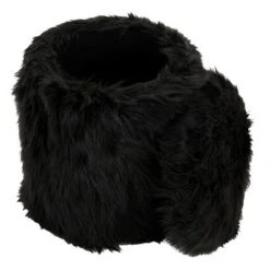 Olivia & May Storage Stool, Faux Fur Black - Olivia & May