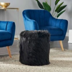 Olivia & May Storage Stool, Faux Fur Black - Olivia & May -Gardening Official Shop unnamed file 1714