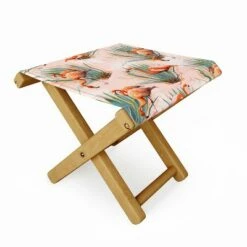Marta Barragan Camarasa Flamingos Pattern with Cactus Folding Stool - Deny Designs