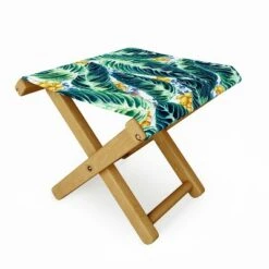 Marta Barragan Camarasa Tropical Leaf on Ornamental Pattern Folding Stool - Deny Designs