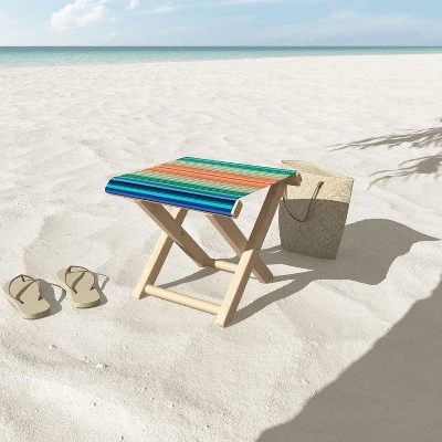 Sheila Wenzel-Ganny Bold Blue Orange Stripes Folding Stool - Deny Designs 2 Sheila Wenzel-Ganny Bold Blue Orange Stripes Folding Stool - Deny Designs - Image 2