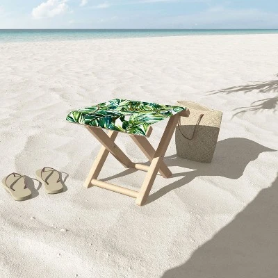 Marta Barragan Camarasa Leaf The Jungle Watercolor Folding Stool - Deny Designs 2 Marta Barragan Camarasa Leaf The Jungle Watercolor Folding Stool - Deny Designs - Image 2