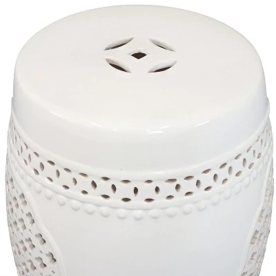 Sunnydaze Decor Sunnydaze Marrakesh Lattice Ceramic Decorative Garden Stool - 17.75" - White 2 Sunnydaze Decor Sunnydaze Marrakesh Lattice Ceramic Decorative Garden Stool - 17.75" - White - Image 2