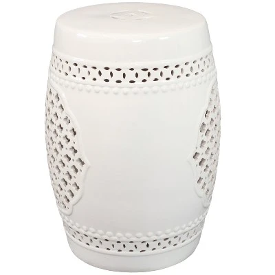 Sunnydaze Decor Sunnydaze Marrakesh Lattice Ceramic Decorative Garden Stool - 17.75" - White 7 Sunnydaze Decor Sunnydaze Marrakesh Lattice Ceramic Decorative Garden Stool - 17.75" - White - Image 7