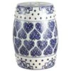 happimess Happy Hearts 17.8" Chinoiserie Ceramic Drum Garden Stool, Blue/White -Gardening Official Shop unnamed file 1831