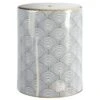 happimess Fish Scale 17" Modern Ceramic Garden Stool, White/Gold
