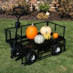 Sunnydaze Decor Sunnydaze Outdoor Lawn and Garden Heavy-Duty Durable Steel Mesh Utility Dump Wagon Cart with Removable Sides - Black -Gardening Official Shop unnamed file 193