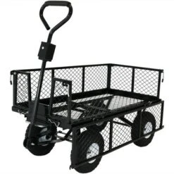 Sunnydaze Decor Sunnydaze Outdoor Lawn and Garden Heavy-Duty Durable Steel Mesh Utility Dump Wagon Cart with Removable Sides - Black -Gardening Official Shop unnamed file 195