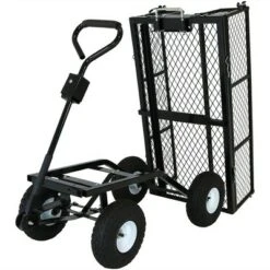 Sunnydaze Decor Sunnydaze Outdoor Lawn and Garden Heavy-Duty Durable Steel Mesh Utility Dump Wagon Cart with Removable Sides - Black -Gardening Official Shop unnamed file 196
