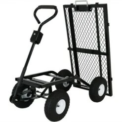 Sunnydaze Decor Sunnydaze Outdoor Lawn and Garden Heavy-Duty Durable Steel Mesh Utility Dump Wagon Cart with Removable Sides - Black -Gardening Official Shop unnamed file 197