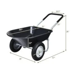 Costway 2 Tire Wheelbarrow Cart Heavy-duty Dolly Utility Cart Black