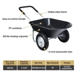 Costway 2 Tire Wheelbarrow Cart Heavy-duty Dolly Utility Cart Black -Gardening Official Shop unnamed file 211