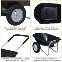 Costway 2 Tire Wheelbarrow Cart Heavy-duty Dolly Utility Cart Black -Gardening Official Shop unnamed file 212