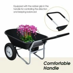 Costway 2 Tire Wheelbarrow Cart Heavy-duty Dolly Utility Cart Black -Gardening Official Shop unnamed file 214