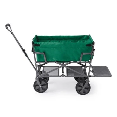 Mac Sports Double Decker Heavy Duty Steel Frame Collapsible Outdoor 150 Pound Capacity Yard Cart Utility Garden Wagon with Lower Storage Shelf, Green 3 Mac Sports Double Decker Heavy Duty Steel Frame Collapsible Outdoor 150 Pound Capacity Yard Cart Utility Garden Wagon with Lower Storage Shelf, Green - Image 3