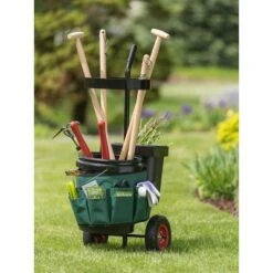 Heavy Duty Mobile Tool Storage Caddy, Includes 5-gallon Bucket With Fabric Tool Organizer - Gardener's Supply Company