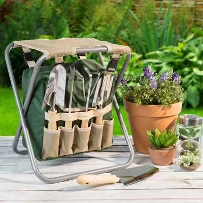 Nature Spring Folding Garden Stool with Detachable Pocket Bag and Gardening Tools - 250-lb Capacity 2 Nature Spring Folding Garden Stool with Detachable Pocket Bag and Gardening Tools - 250-lb Capacity - Image 2