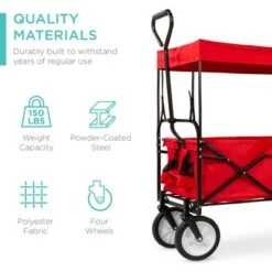 Best Choice Products Folding Utility Cargo Wagon Cart w/ Removable Canopy, Cup Holders -Gardening Official Shop unnamed file 288
