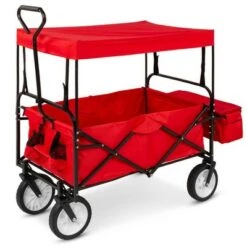 Best Choice Products Folding Utility Cargo Wagon Cart w/ Removable Canopy, Cup Holders -Gardening Official Shop unnamed file 290