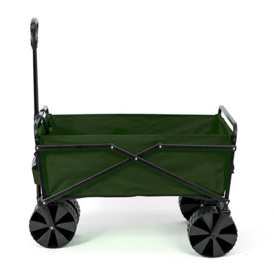 Seina Collapsible Steel Frame Folding Utility Beach Wagon Cart, Green (2 Pack) 2 Seina Collapsible Steel Frame Folding Utility Beach Wagon Cart, Green (2 Pack) - Image 2