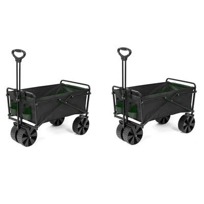 Seina Collapsible Steel Frame Folding Utility Beach Wagon Cart, Green (2 Pack) 3 Seina Collapsible Steel Frame Folding Utility Beach Wagon Cart, Green (2 Pack) - Image 3