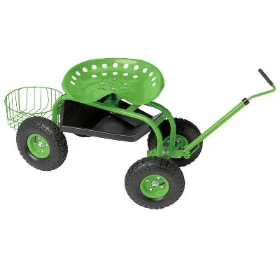 Deluxe Garden Tractor Scoot Cart Rolling Scooter with Handle, Swivel Seat & Tool Tray, Basket - Gardener's Supply Company 5 Deluxe Garden Tractor Scoot Cart Rolling Scooter with Handle, Swivel Seat & Tool Tray, Basket - Gardener's Supply Company - Image 5