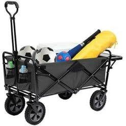 Mac Sports Heavy Duty Steel Frame Collapsible Folding 150 Pound Capacity Outdoor Garden Utility Wagon Yard Cart with Table and Cup Holders, Grey -Gardening Official Shop unnamed file 41