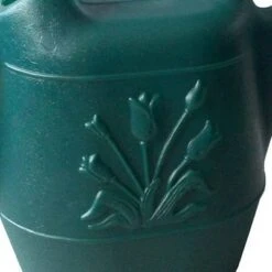 Union Products 63065 Indoor Outdoor 2 Gallon Plastic Plant Watering Can w/ Tulip Design and 2 Handles for Garden, Potted Plants, and Patio Pots, Green
