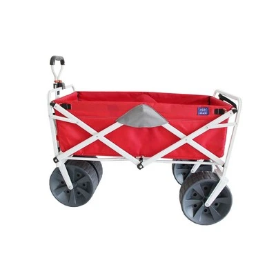 Mac Sports Heavy Duty Steel Frame Collapsible Folding 150 Pound Capacity Outdoor Beach Garden Utility Wagon Cart with 4 All Terrain Wheels, Red/Grey 1 Mac Sports Heavy Duty Steel Frame Collapsible Folding 150 Pound Capacity Outdoor Beach Garden Utility Wagon Cart with 4 All Terrain Wheels, Red/Grey