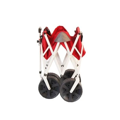 Mac Sports Heavy Duty Steel Frame Collapsible Folding 150 Pound Capacity Outdoor Beach Garden Utility Wagon Cart with 4 All Terrain Wheels, Red/Grey 2 Mac Sports Heavy Duty Steel Frame Collapsible Folding 150 Pound Capacity Outdoor Beach Garden Utility Wagon Cart with 4 All Terrain Wheels, Red/Grey - Image 2