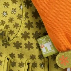 Dig It Handwear Orange High 5 Women's Long Cuff Fingertip Protector Gardening and Utility Gloves - Large