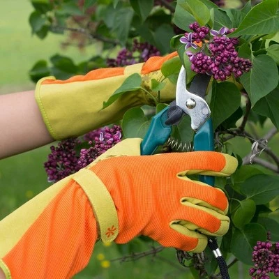 Dig It Handwear Orange High 5 Women's Long Cuff Fingertip Protector Gardening and Utility Gloves - Large 2 Dig It Handwear Orange High 5 Women's Long Cuff Fingertip Protector Gardening and Utility Gloves - Large - Image 2