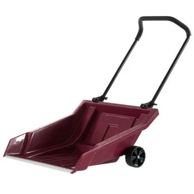 Gardenised Heavy Duty Snow Rolling Remover with Wheels and Wide Blade, Red 2 Gardenised Heavy Duty Snow Rolling Remover with Wheels and Wide Blade, Red - Image 2