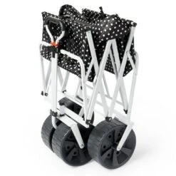 Mac Sports Heavy Duty Steel Frame Collapsible Folding 150 Pound Capacity Outdoor Beach Garden Utility Wagon Cart with 4 All Terrain Wheels, Black Dots -Gardening Official Shop unnamed file 67