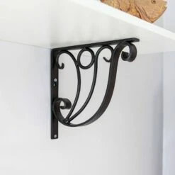 2pk 12" Art Deco Shelf Bracket Black - ACHLA Designs