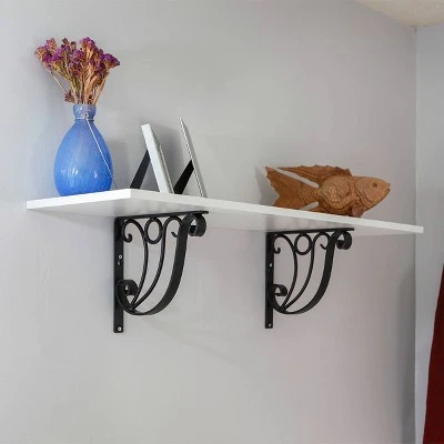 2pk 12" Art Deco Shelf Bracket Black - ACHLA Designs 2 2pk 12" Art Deco Shelf Bracket Black - ACHLA Designs - Image 2