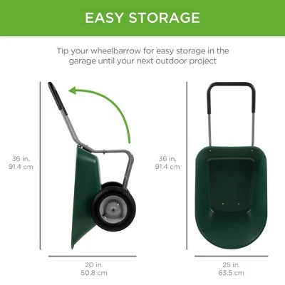 Best Choice Products Dual-Wheel Home Wheelbarrow Yard Garden Cart for Lawn, Construction - Green 4 Best Choice Products Dual-Wheel Home Wheelbarrow Yard Garden Cart for Lawn, Construction - Green - Image 4