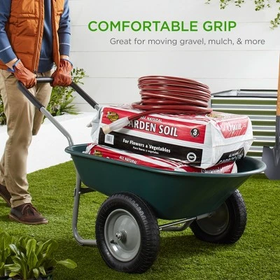 Best Choice Products Dual-Wheel Home Wheelbarrow Yard Garden Cart for Lawn, Construction - Green 5 Best Choice Products Dual-Wheel Home Wheelbarrow Yard Garden Cart for Lawn, Construction - Green - Image 5