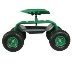 Sunnydaze Decor Sunnydaze Outdoor Lawn and Garden Heavy-Duty Steel Rolling Gardening Cart with Adjustable Height Swivel Chair, Tool Tray, and Basket - Green -Gardening Official Shop unnamed file 800